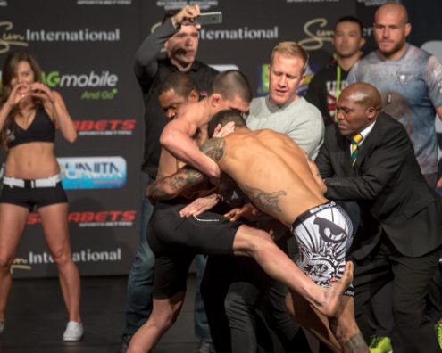 SPARKS FLY AT EFC 52 WEIGH-IN